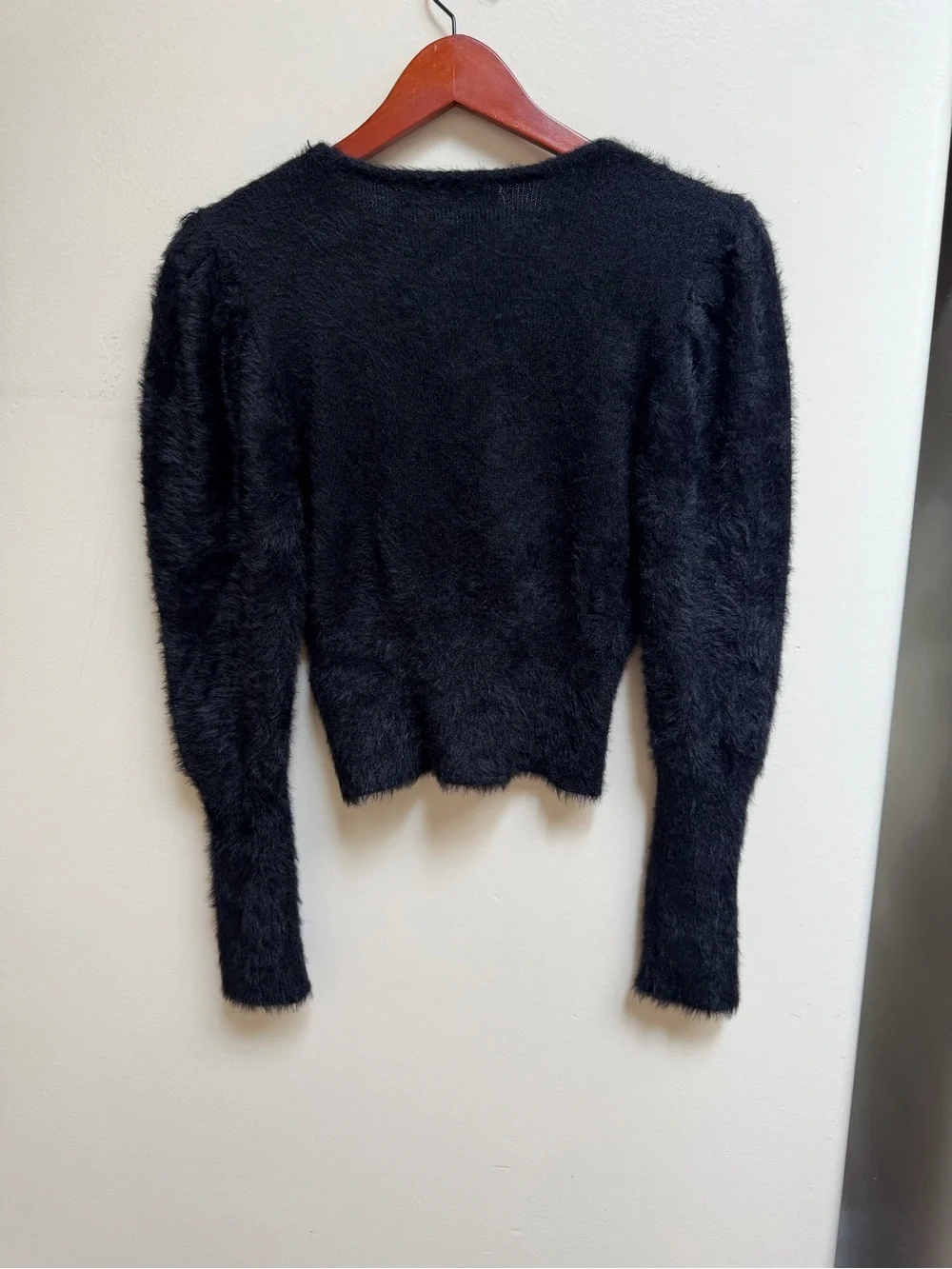 ZARA Black Fuzzy Knit Sweater with Velvet Bow